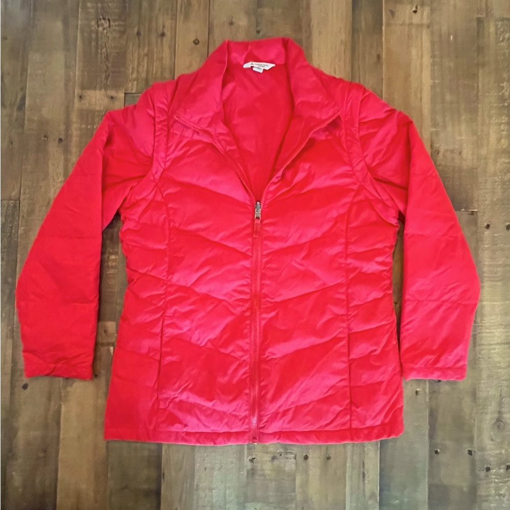 Lands End Kids red convertible vest/shell, down-filled, size 14.